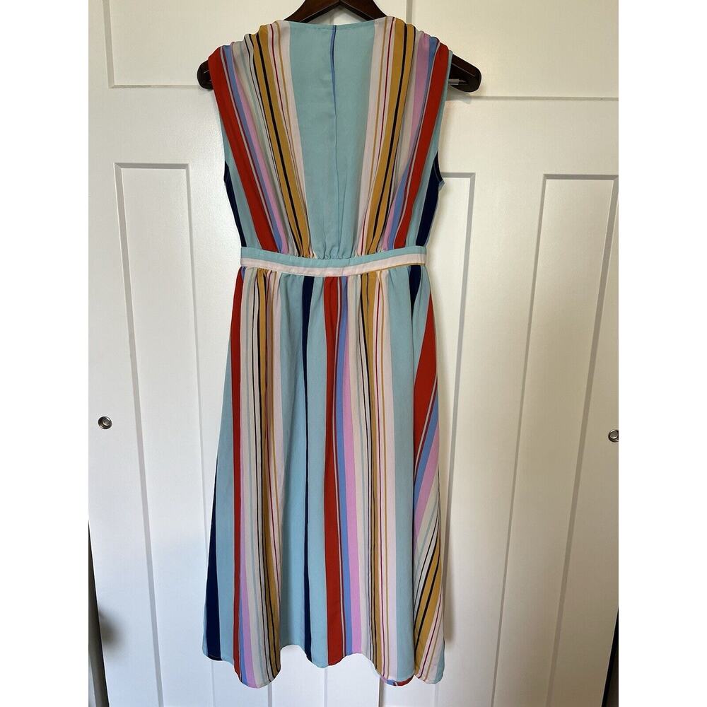 Bibi Women's Junior Dress Size Medium Button Front Multicolor Striped Midi - Picture 2 of 10